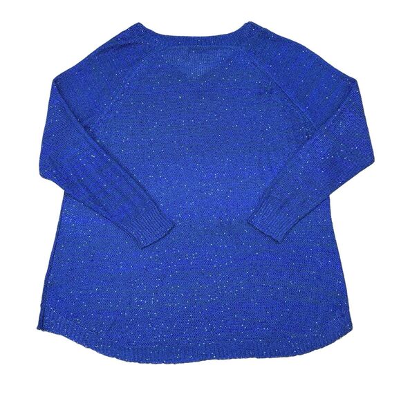Soft‎ Surroundings Sweater Size XL Petite Blue V Neck Pullover Sequin Casual - Picture 2 of 9